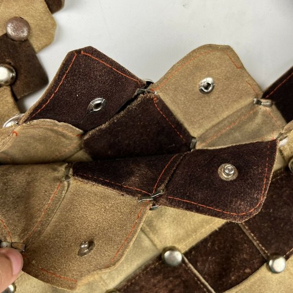 Vintage Tan Shoulder Bag Leather Boho Gypsy Festival Fringe Studded Handbag - Picture 7 of 12